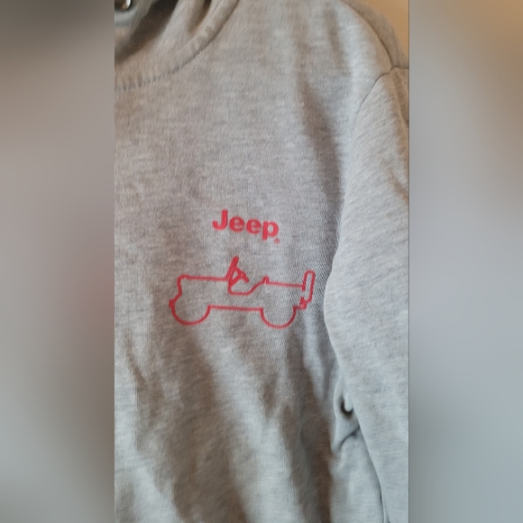 Mens small Jeep gray zipper hoodie no drawstring car moto - Picture 2 of 9